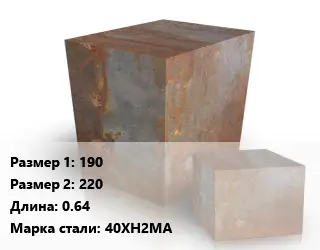 Поковка квадратная 190х220 L=0.64 Сталь: 40ХН2МА